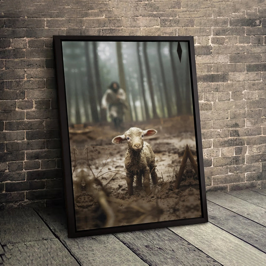 Good Shepherd Canvas Print | Jesus Rescuing Lost Lamb Art | 1.25 Inch Premium Gallery Wrap | Christian Religious Wall Decor Gift