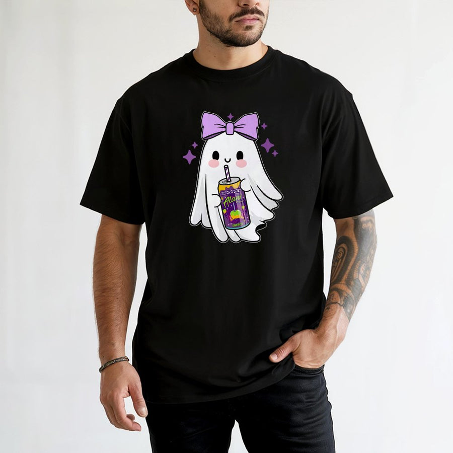 Cute Ghost Halloween T-Shirt | Kawaii Spooky Energy Drink Graphic | Premium Cotton Unisex Tee | Trendy Gift for Women & Girls