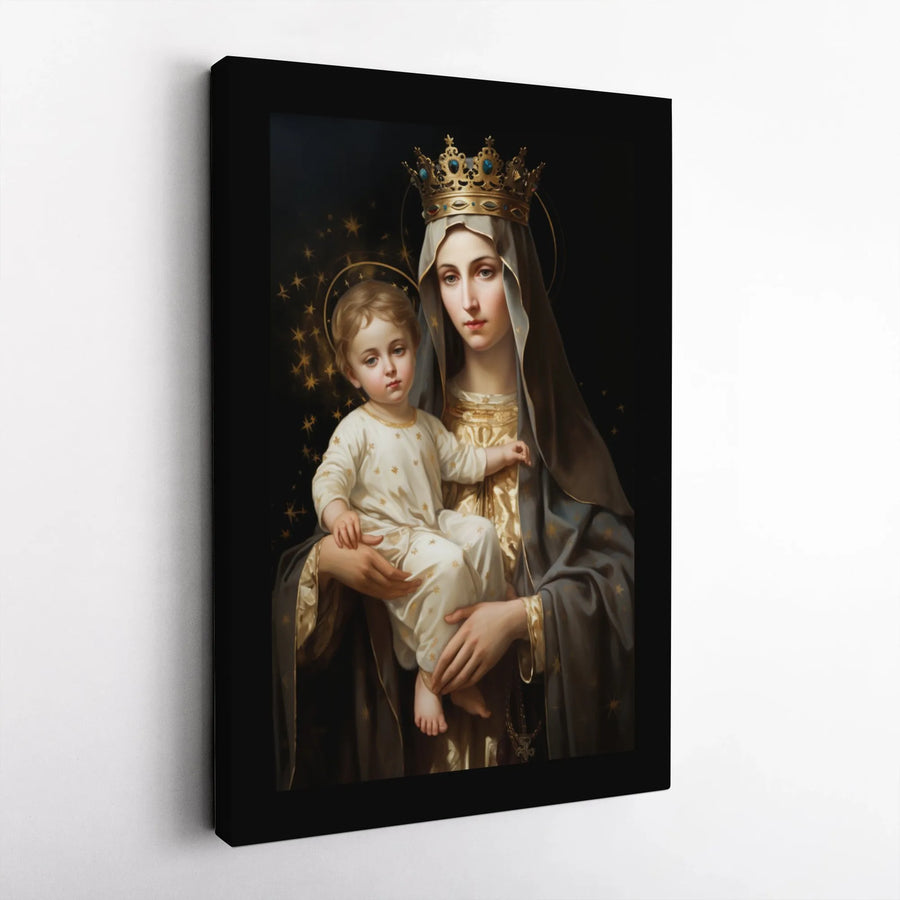 Virgin Mary and Baby Jesus Canvas Print | Sacred Queen of Heaven Religious Wall Art | Premium Gallery Wrapped Decor | Christian Home Gift
