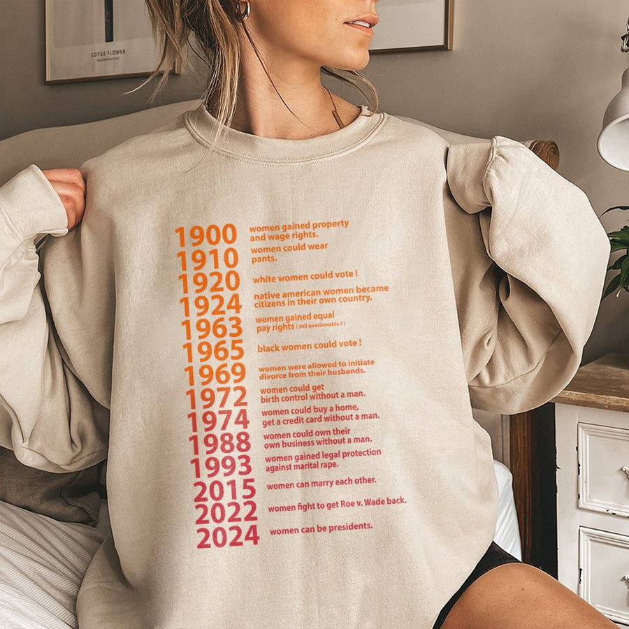 Women Rights Timeline Sweatshirt | Feminist History Graphic Print | Premium Cotton Blend | Gift for Her and Feminist Activists