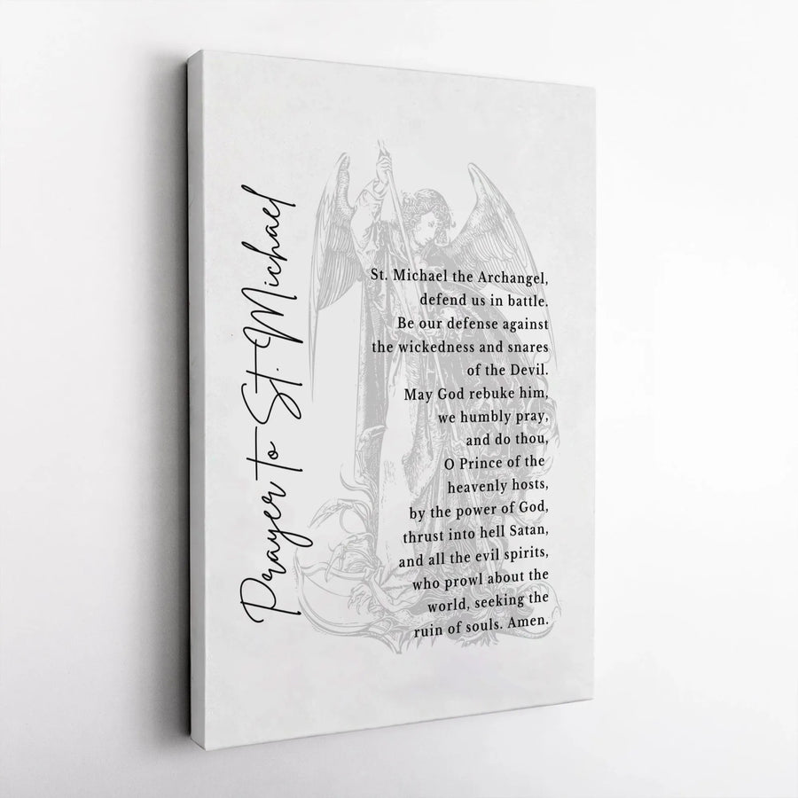 St. Michael the Archangel Prayer Canvas | Religious Wall Art | Premium Gallery Wrapped Print | Catholic Home Decor Gift