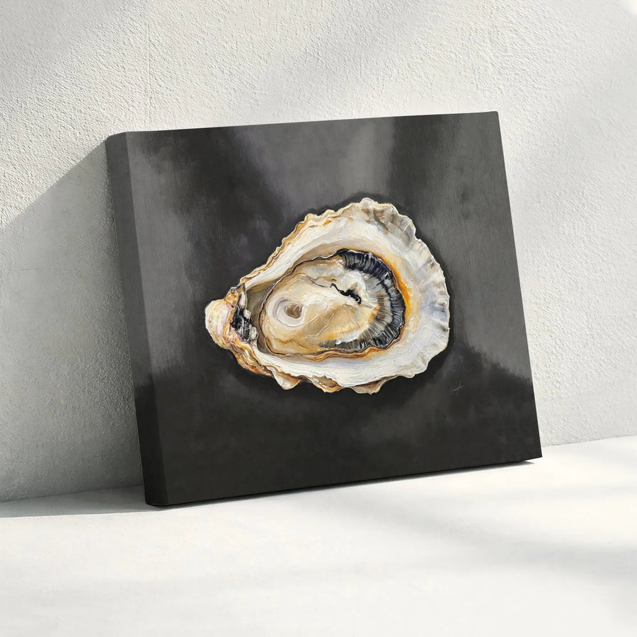 Oyster Wall Art Canvas Print | Realistic Seafood Illustration | Premium Gallery Wrapped Canvas | Coastal Kitchen & Dining Room Decor Gift