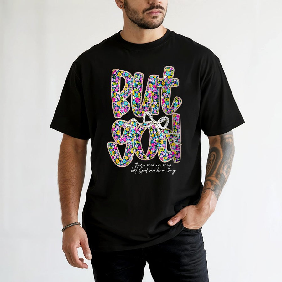 But God Floral T-Shirt | Boho Faith Based Graphic Tee | Premium 100% Cotton Religious Apparel | Christian Gift For Her