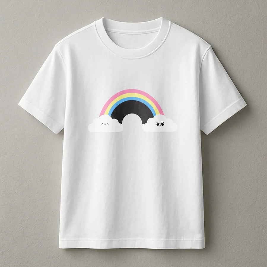 Kawaii Rainbow T-Shirt | Happy and Angry Weather Illustration | Premium Cotton Graphic Tee | Cute Aesthetic Gift for Teens and Adults