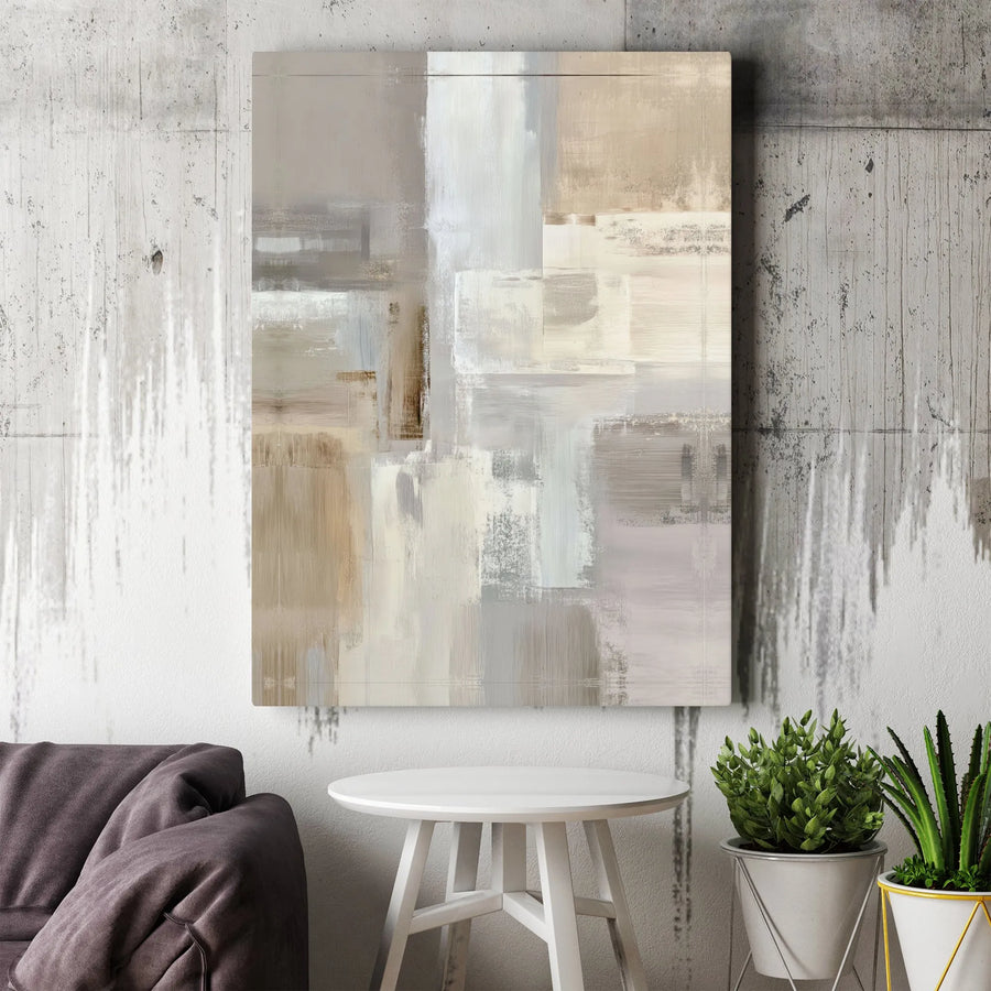 Abstract Canvas Wall Art | Minimalist Neutral Tones Painting | Premium Gallery Wrapped Print | Large Modern Decor for Living Room or Office