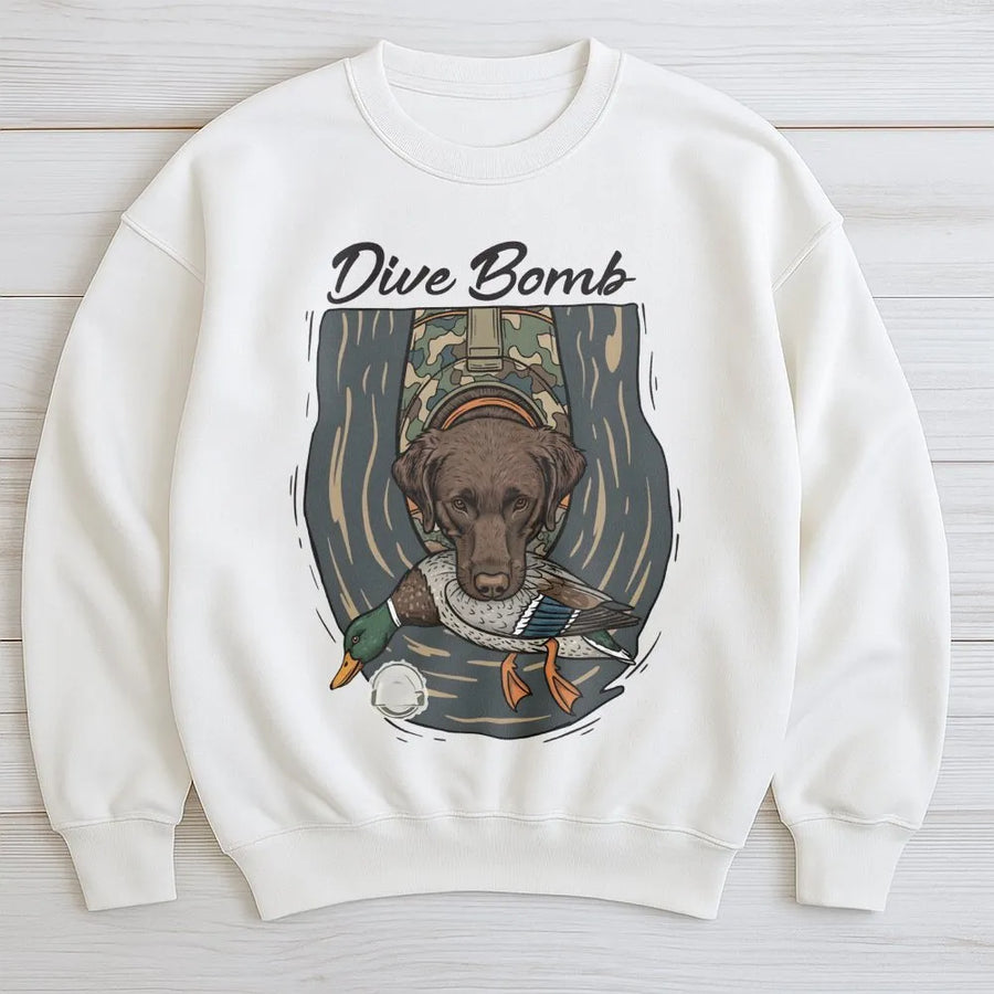 Chocolate Lab Sweatshirt | Duck Hunting Dog Mallard Graphic | Premium Cotton Blend | Waterfowl Hunter Gift for Outdoorsmen