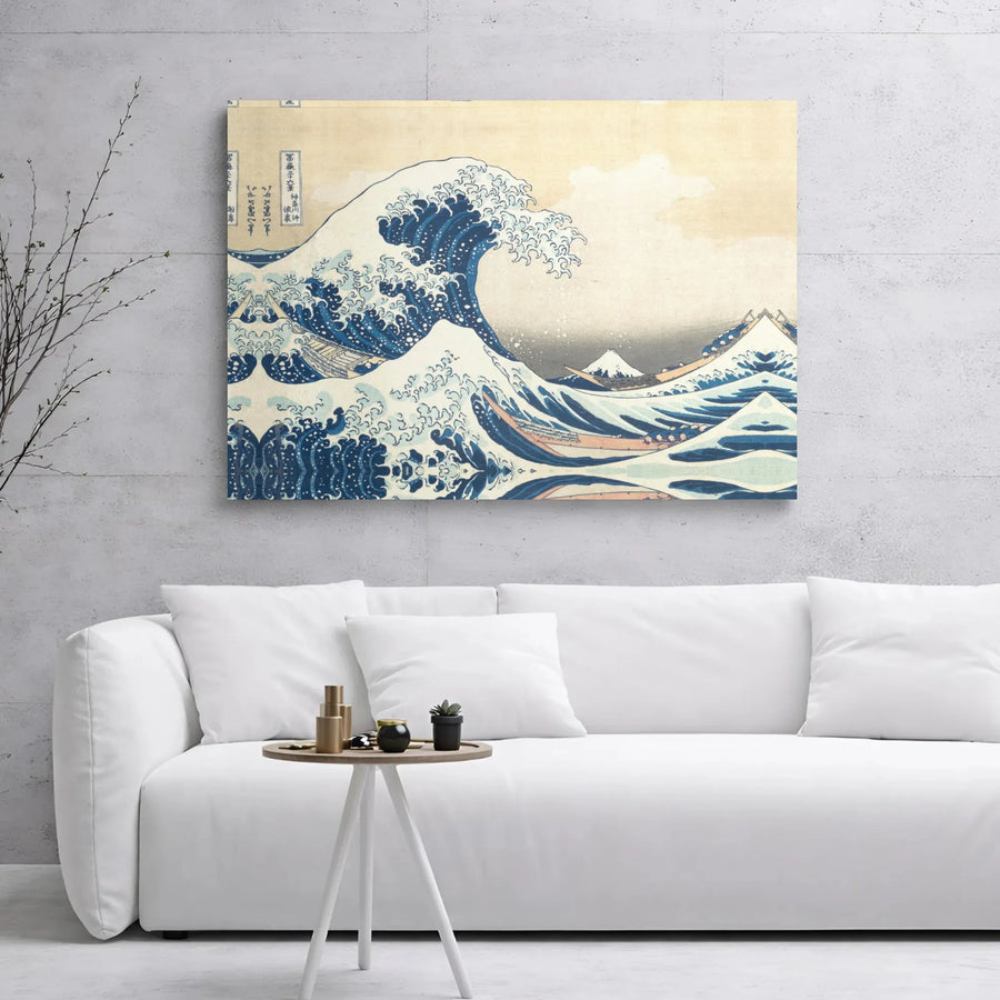 The Great Wave Off Kanagawa Canvas Wall Art | Hokusai Japanese Ukiyo-e Print | Gallery Wrap 1.25 Inch Wood Frame | Premium Living Room Office Decor Gift