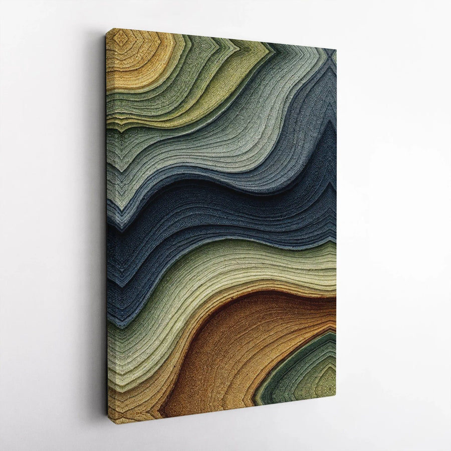 Abstract Geode Wall Art | Wavy Earth Tone Agate Texture | Premium Gallery Wrap Canvas | Modern Living Room Home Decor