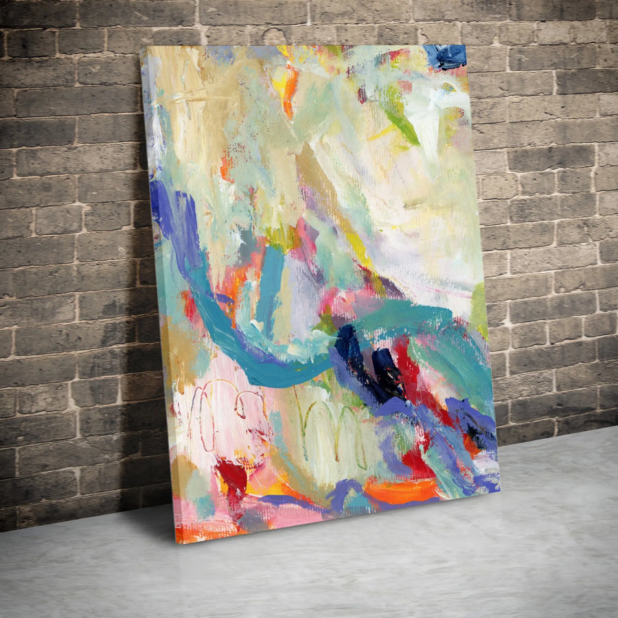 Modern Abstract Vertical Canvas | Vibrant Brushstroke Wall Art | Premium Thick Gallery Wrap | Contemporary Office & Home Decor Gift