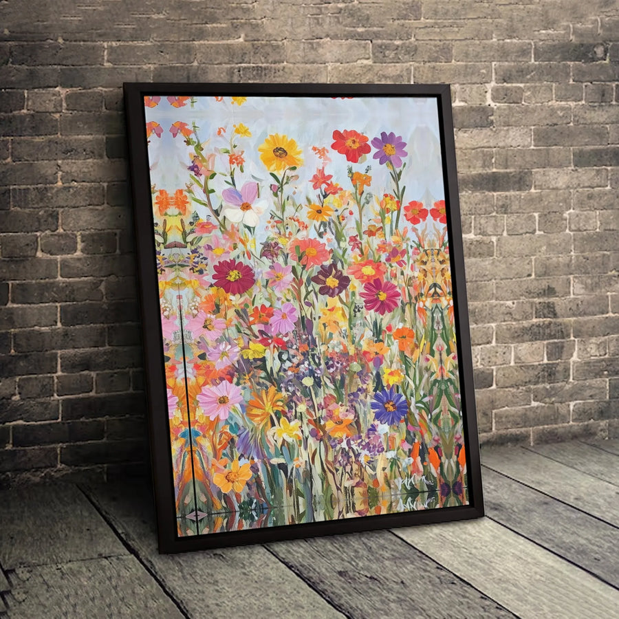 Wildflower Meadow Canvas Print | Vibrant Botanical Floral Art | Premium Fade-Resistant Gallery Wrap | Modern Home Office Wall Decor
