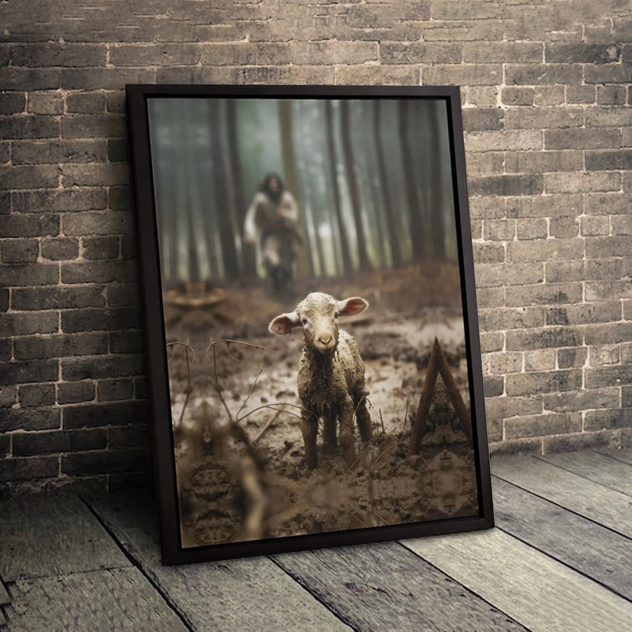 Jesus Good Shepherd Canvas Print | Lost Lamb Rescued by Christ | Premium Gallery Wrap Wall Art | Christian Home Decor & Religious Gift