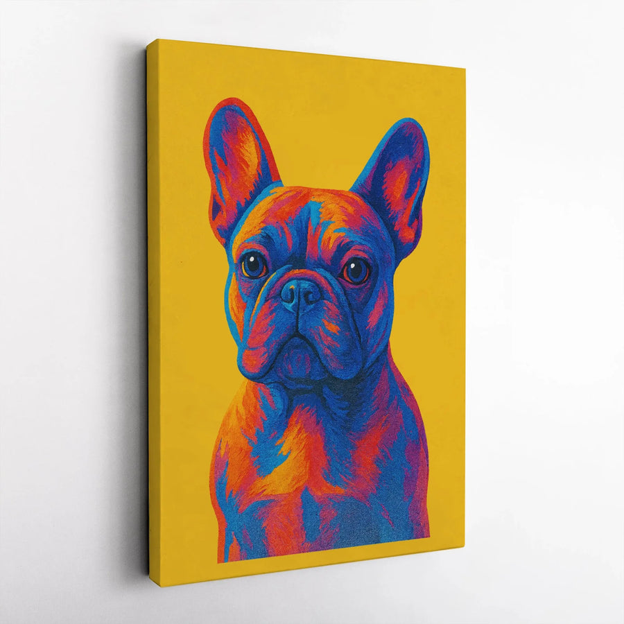 French Bulldog Canvas Wall Art | Vibrant Pop Art Dog Portrait | Premium Gallery Canvas Print | Modern Home Decor Gift for Dog Lovers