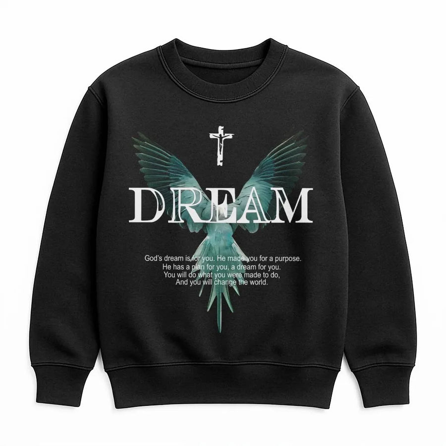 God's Dream Cross Sweatshirt | Inspirational Faith Quote Apparel | Premium Cotton Blend Crewneck | Religious Gift For Men And Women