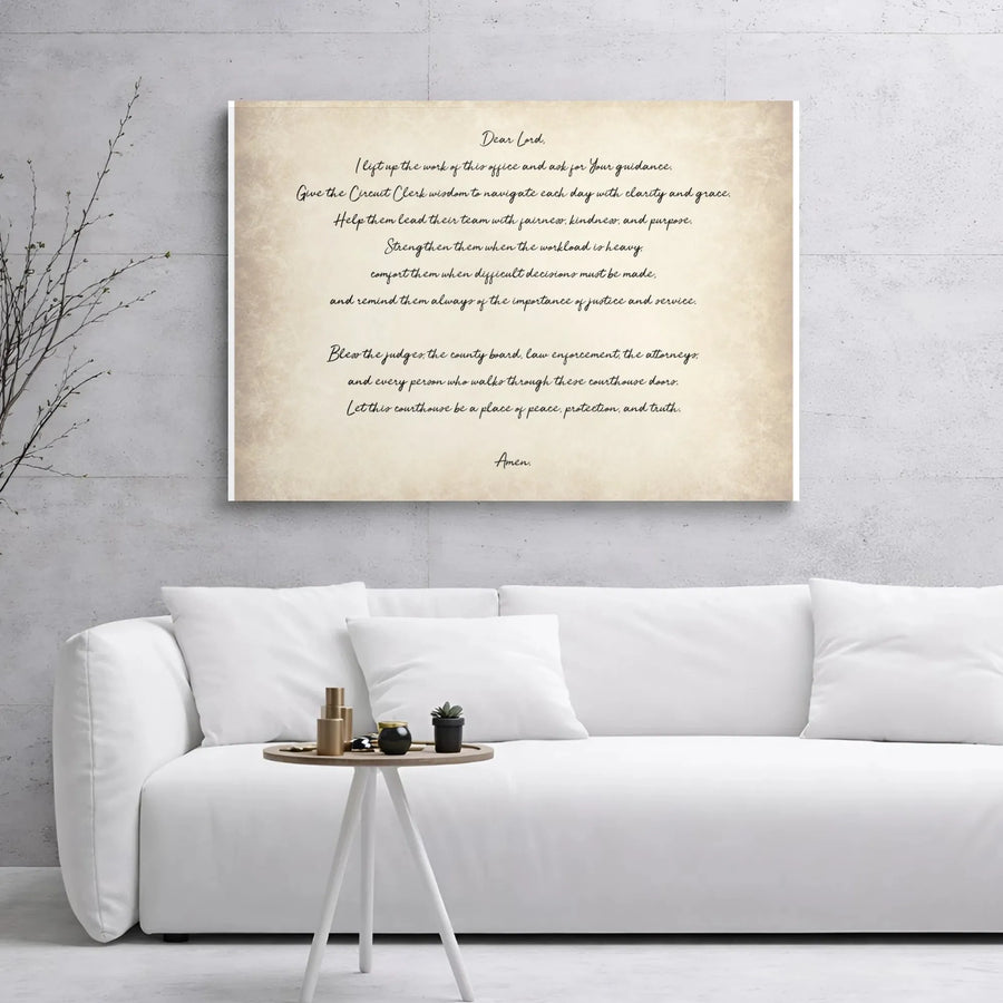 Circuit Clerk Prayer Canvas Wall Art | Inspirational Office Blessing Decor | 1.25 Inch Gallery Wrap Print | Professional Legal Gift Idea