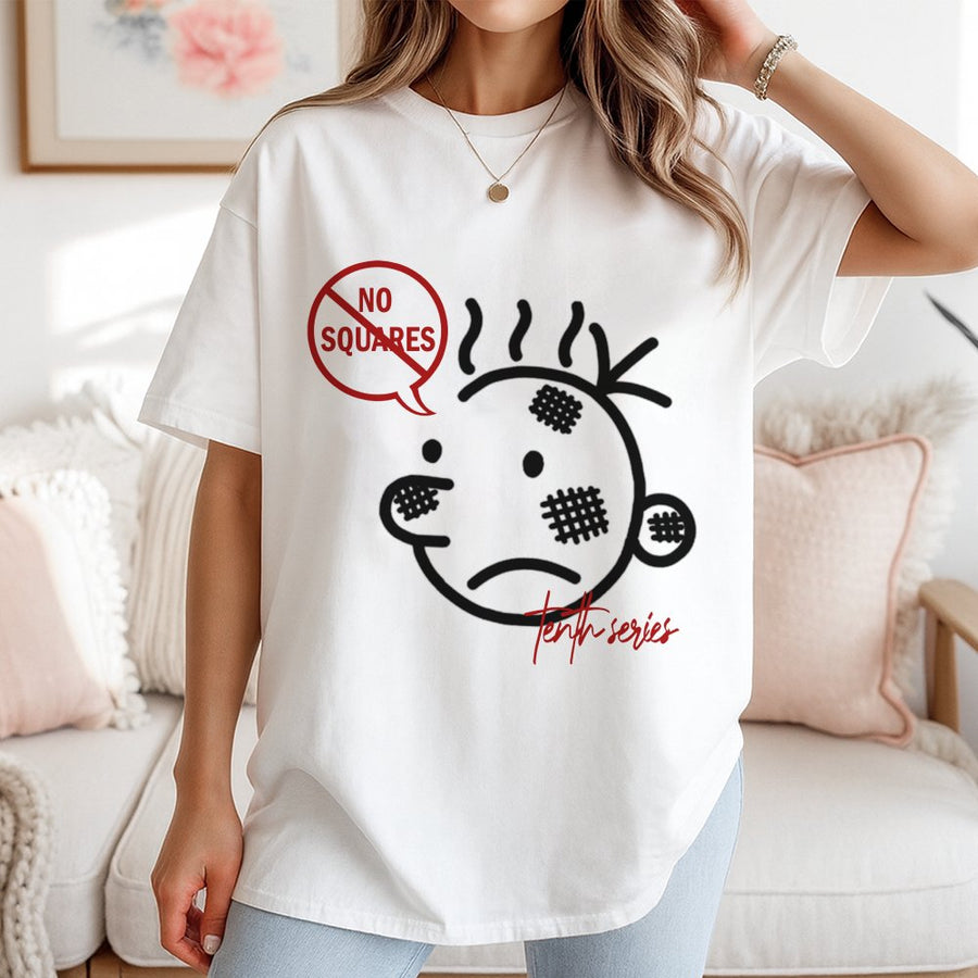No Squares Graphic T-Shirt | Retro Cartoon Sketch Illustration | 100% Premium Cotton Tee | Funny Gift for Artist or Creative Soul