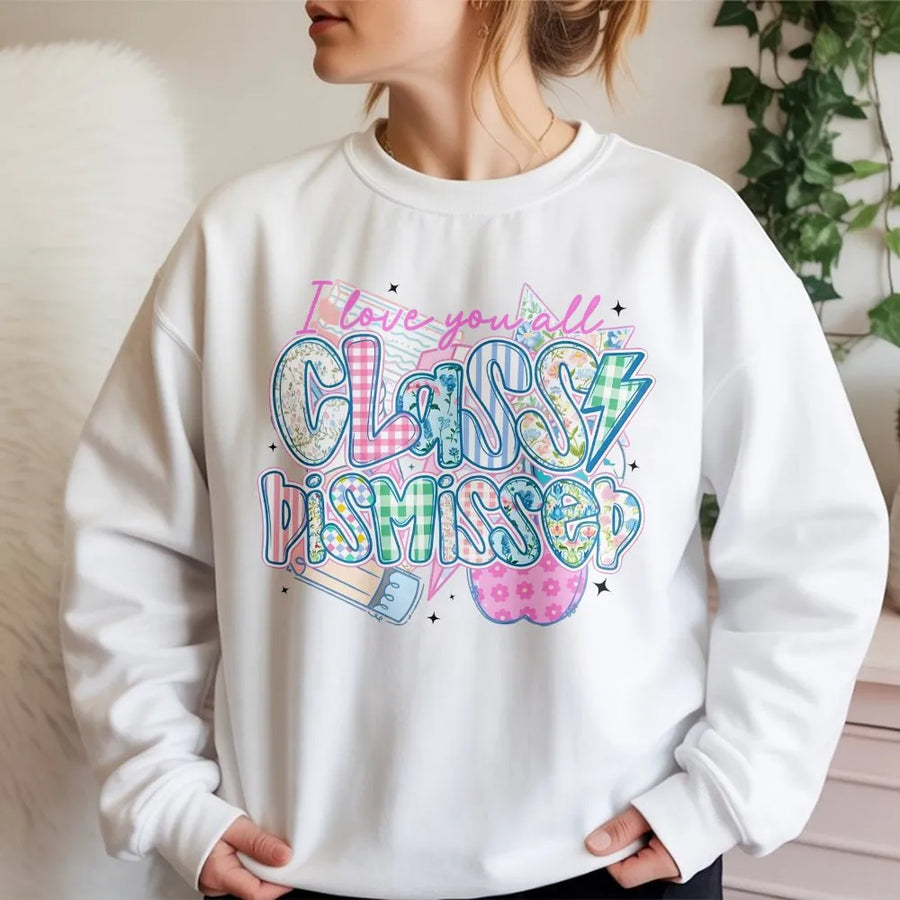 Last Day of School Teacher Sweatshirt | Retro Class Dismissed Graphic | Comfort Colors Cotton Tee | End of Year Gift for Educators