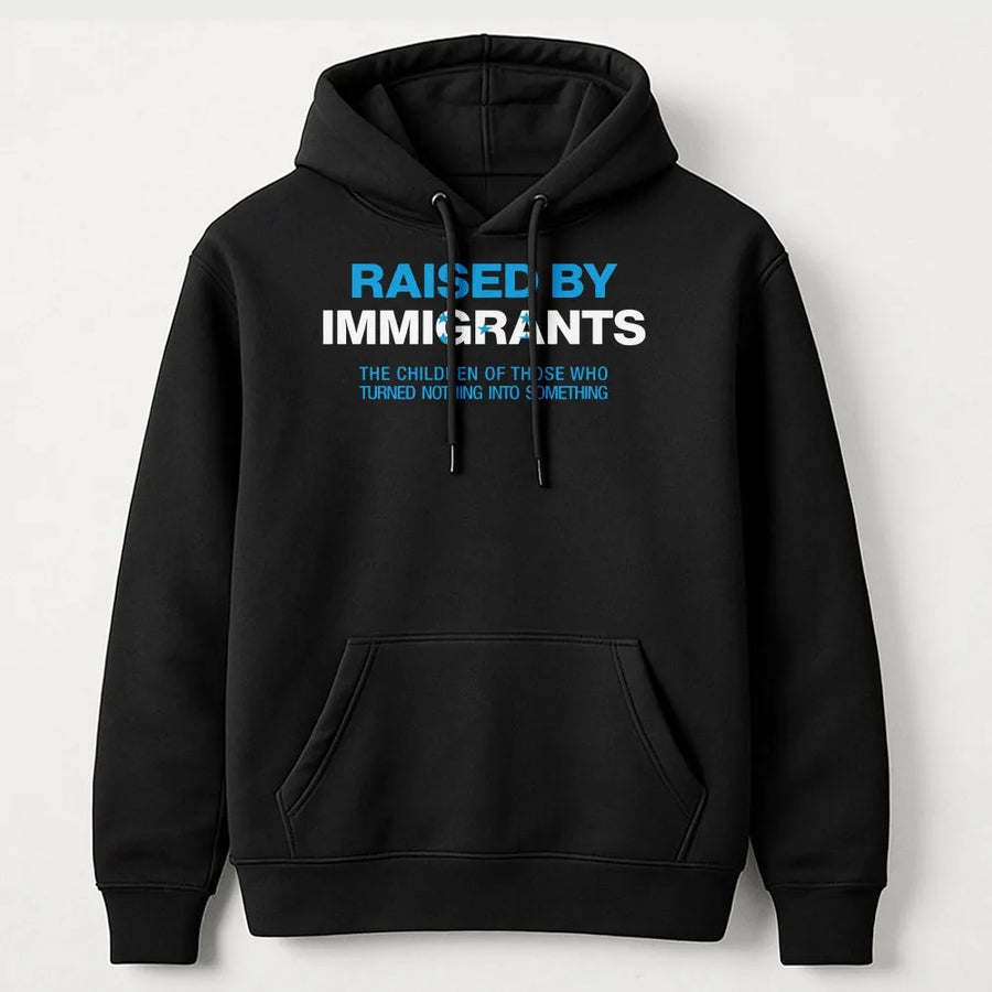 Raised By Immigrants Hoodie | Honduran Pride Graphic Sweatshirt | Premium Cotton Blend | Empowerment Gift for Latino Heritage