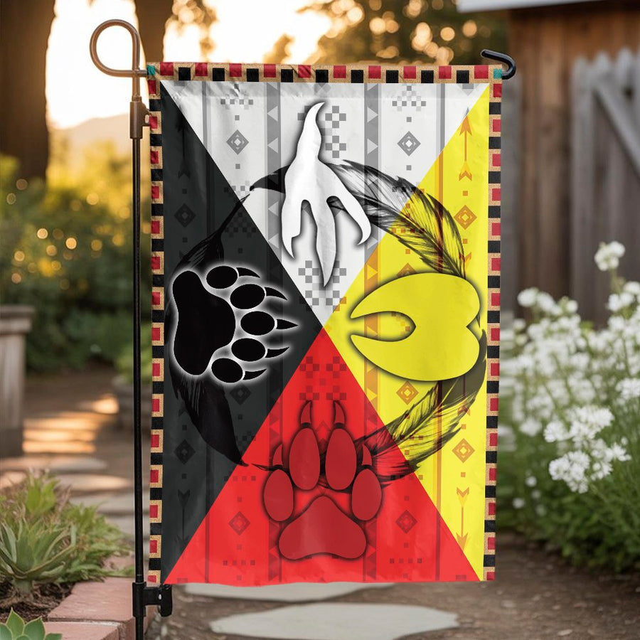 Four Directions Medicine Wheel Garden Flag | Native American Inspired Outdoor Decor | Weather-Resistant Premium Polyester | Spiritual Home & Garden Gift