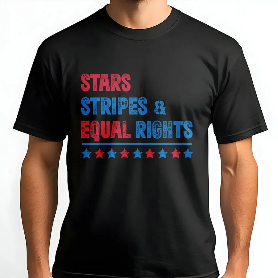 Patriotic Feminist T-Shirt | Stars Stripes & Equal Rights Design | Premium Cotton Blend | 4th of July Activist Gift
