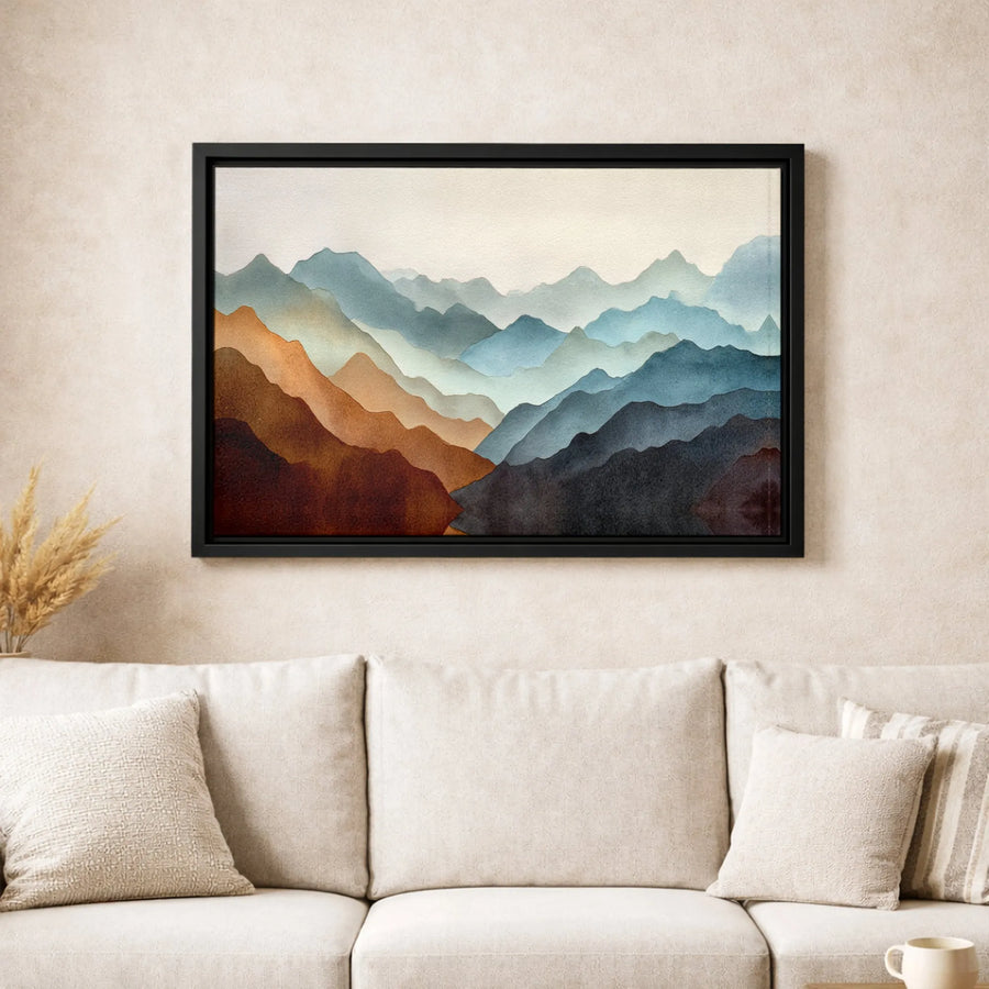 Abstract Mountain Canvas Art | Watercolor Landscape Wall Decor | Premium 1.25" Gallery Wrapped Print | Modern Nature Gift for Home Office