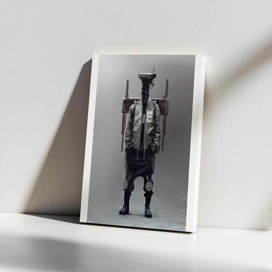 Cyberpunk Robot Canvas Wall Art | Futuristic Sci-Fi Character Print | Premium Gallery Wrapped Canvas | Gamer Room & Office Decor Gift