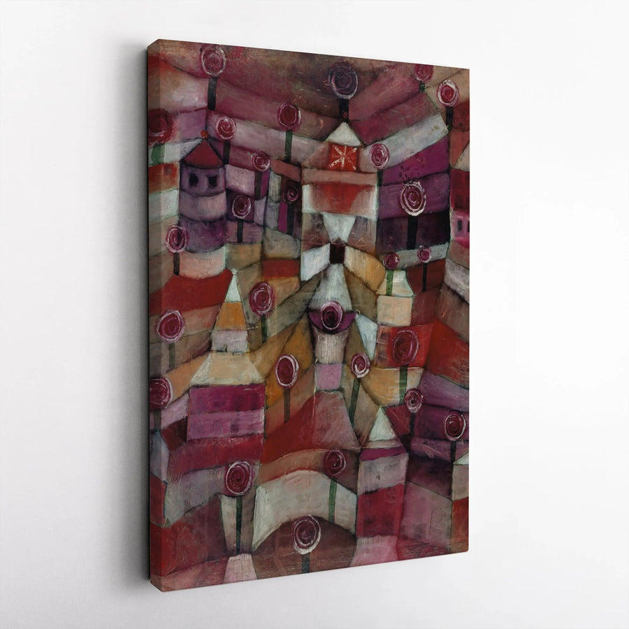 Paul Klee Rose Garden Canvas Print | Abstract Cityscape Wall Art | Gallery Wrapped Premium Decor | Modern Home Office Gift