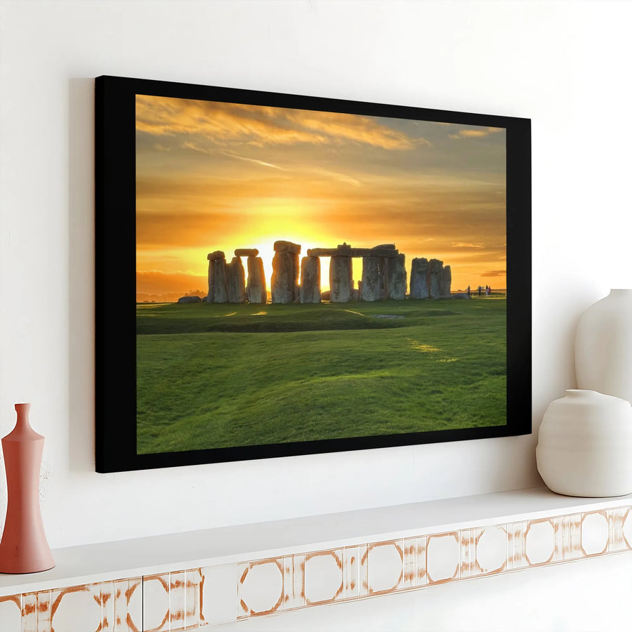 Stonehenge Sunset Canvas Wall Art | Historical England Monument Print | Premium Gallery Wrap 1.25" Frame | Gift for History Lovers & Travelers
