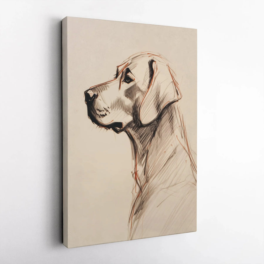 Dog Sketch Canvas Wall Art | Minimalist Line Art Portrait | Premium Frameless Canvas | Modern Home Decor Gift for Dog Lover