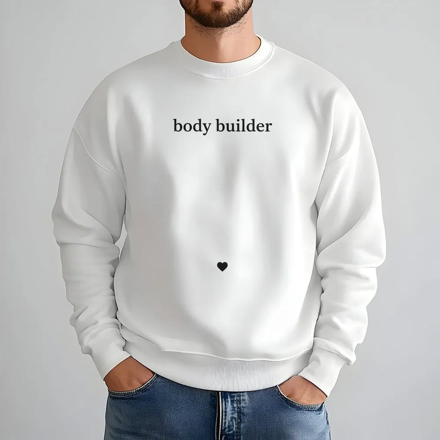 Body Builder Pregnancy Sweatshirt | Funny Maternity Pun Sweatshirt | Premium Cotton Blend | Gift for Expecting Mothers & New Moms
