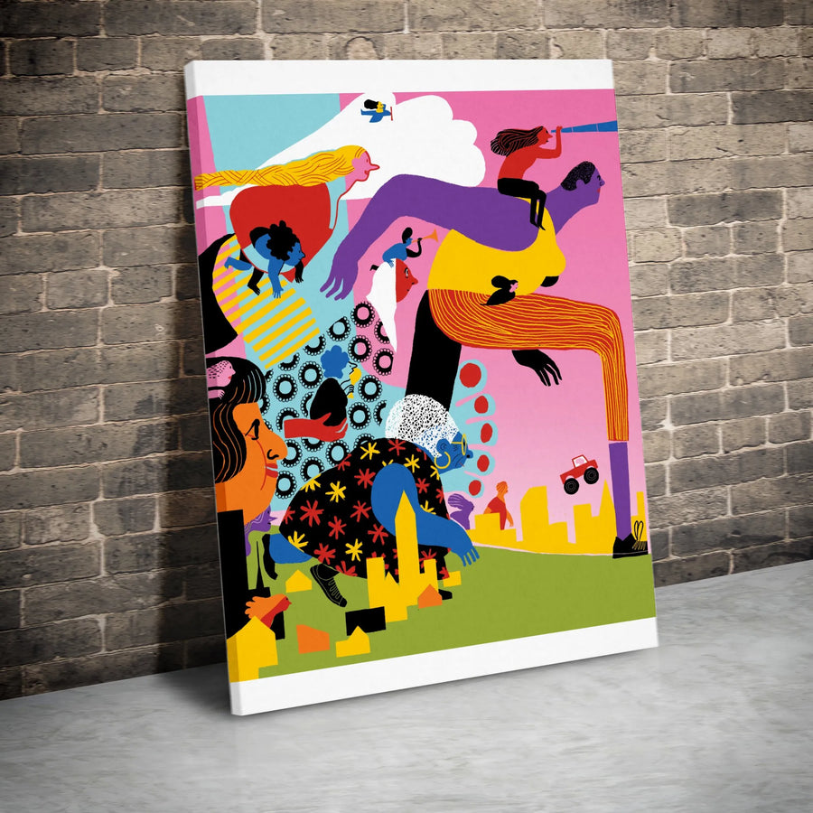 Female Empowerment Canvas Art | Vibrant Pop Art Illustration | Premium Gallery Wrapped Canvas | Gift for Feminist, Modern Home Decor