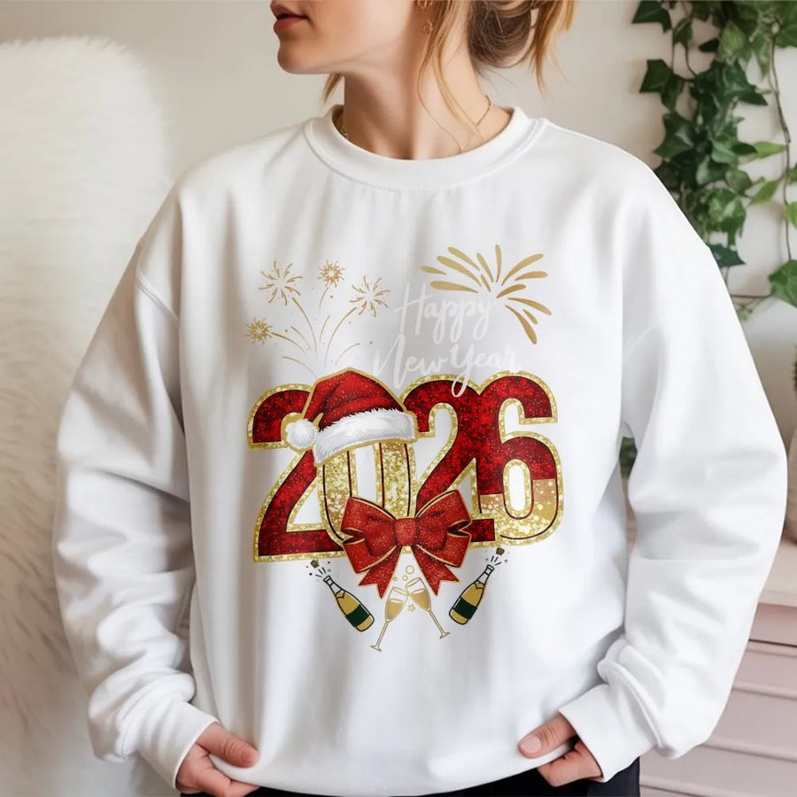 2026 New Year Sweatshirt | Happy New Year Graphic Design | Premium Cotton Blend | Unisex Holiday Party Outfit Gift for Men and Women