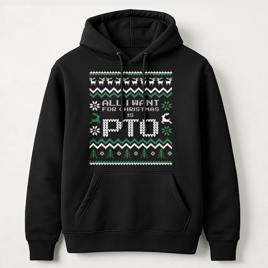 PTO Christmas Hoodie | Funny Office Work Humor Sweatshirt | Premium Cotton Blend | Gift for Coworkers & Employees