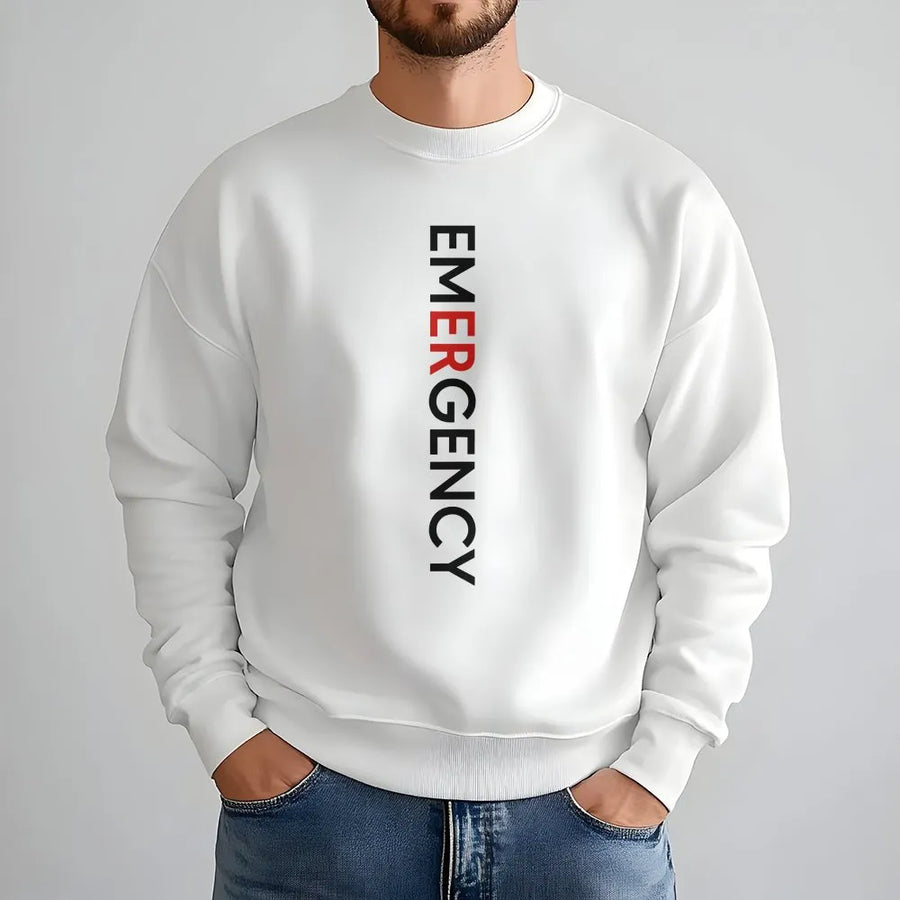 ER Nurse Sweatshirt | Minimalist Emergency Room Graphic Tee | Soft Cotton Apparel | Gift for Emergency Department Staff