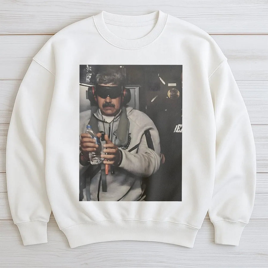 Funny Meme Graphic Sweatshirt | Iconic Pilot Blindfold Design | Premium Cotton Blend | Unisex Streetwear Gift for Internet Culture Fans