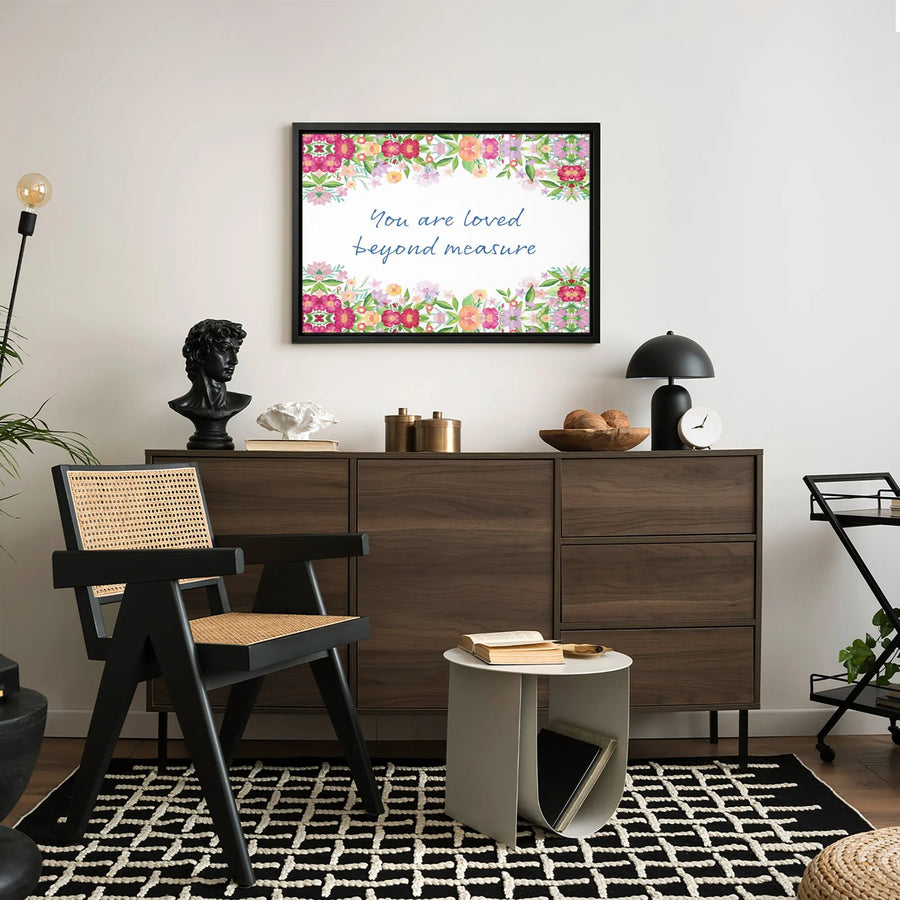 You Are Loved Beyond Measure Canvas | Watercolor Floral Wall Art | Premium Gallery Wrapped Print | Inspirational Home Decor Gift