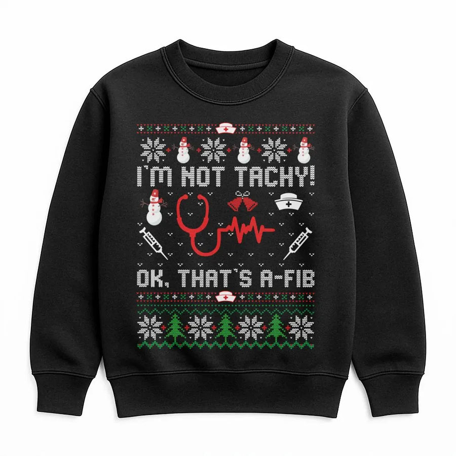 Nurse Ugly Christmas Sweatshirt | Funny Medical Heart Rhythm Pun | Premium Unisex Holiday Apparel | Perfect RN Gift for Nurse Practitioner