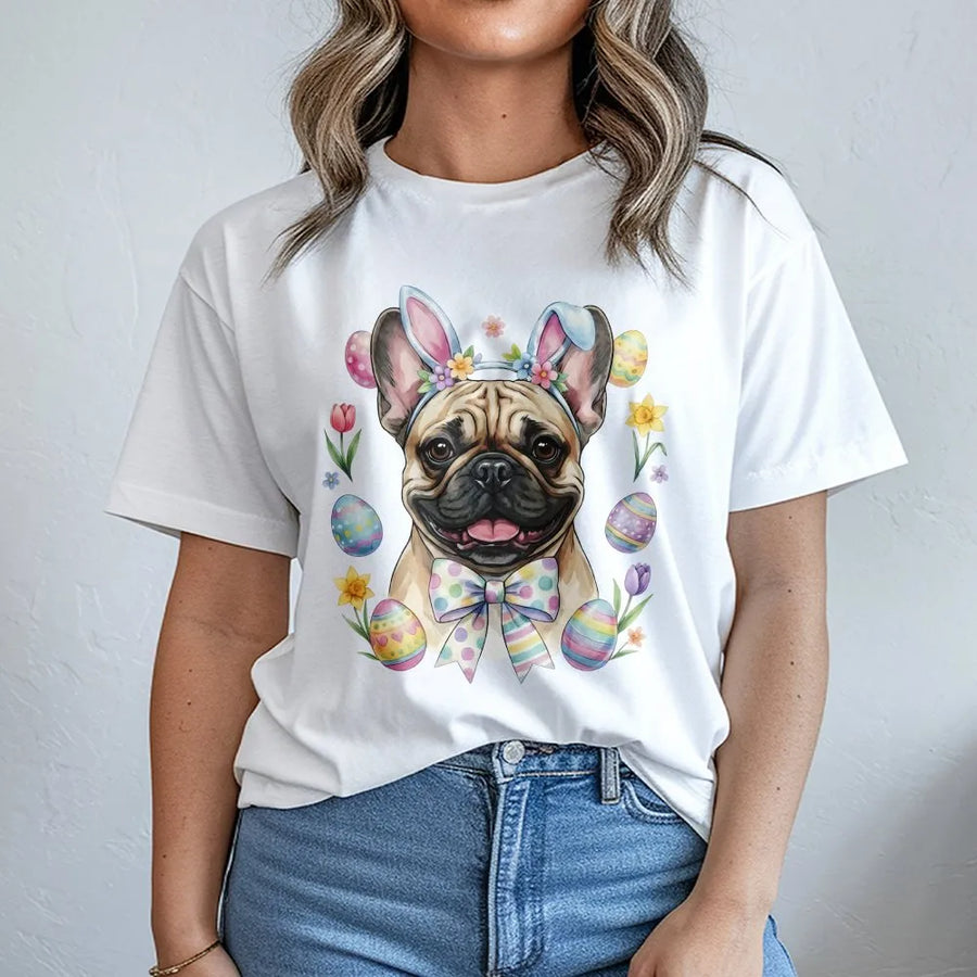 French Bulldog Easter T-Shirt | Cute Bunny Ears Puppy Graphic | Premium Cotton Soft Tee | Spring Dog Mom Gift Idea