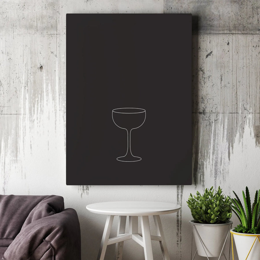 Minimalist Cocktail Glass Canvas | Modern Coupe Line Art Drawing | Premium Gallery Wrapped Canvas | Home Bar Decor Gift