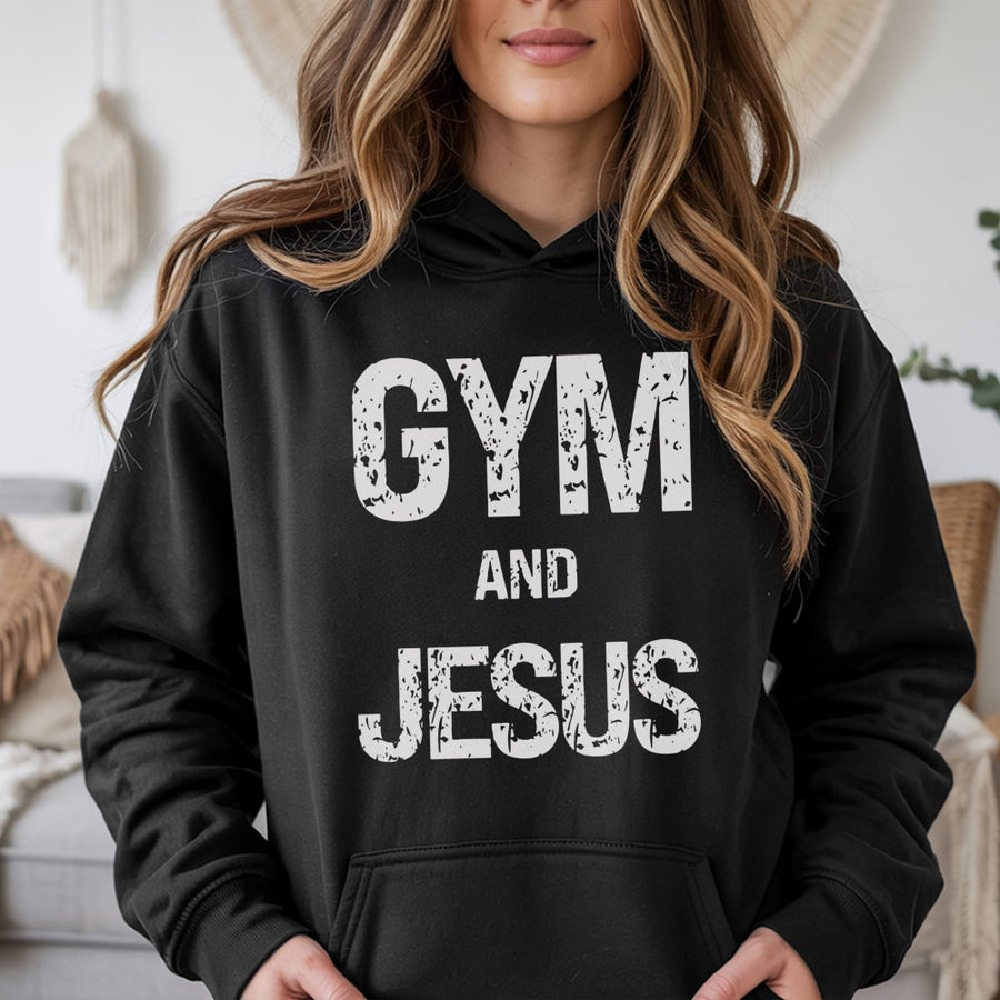 Gym and Jesus Hoodie | Christian Fitness Pump Cover | Premium Cotton Blend | Gift for Christian Bodybuilder Workout Apparel