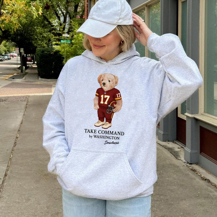 Take Command By Washington Semiclassic Teddy Bear In Washington Commanders #17 Football Uniform Hoodie