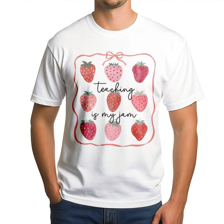 Teaching Is My Jam T-Shirt | Cute Strawberry Teacher Appreciation Design | Premium Soft Cotton Graphic Tee | Perfect Gift for Educators & Teachers