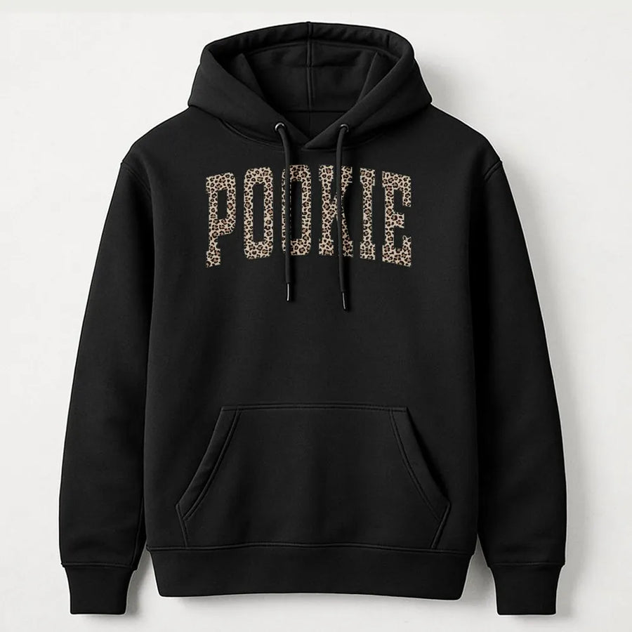 Pookie Hoodie | Leopard Print Varsity Letter Design | Soft Premium Cotton Blend | Trendy Aesthetic Gift For Girlfriend Or Bestie