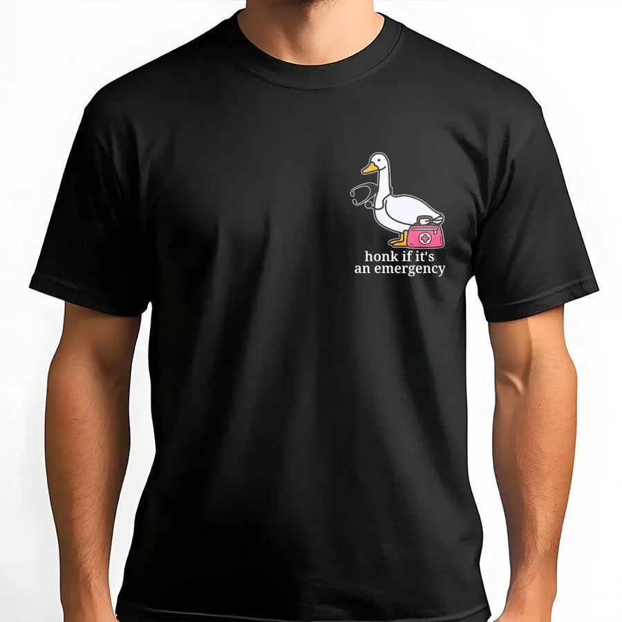 Honk If It's An Emergency Duck T-Shirt | Funny Stethoscope Goose Graphic | Premium Cotton Nursing Apparel | Gift For CNA Nurse Student