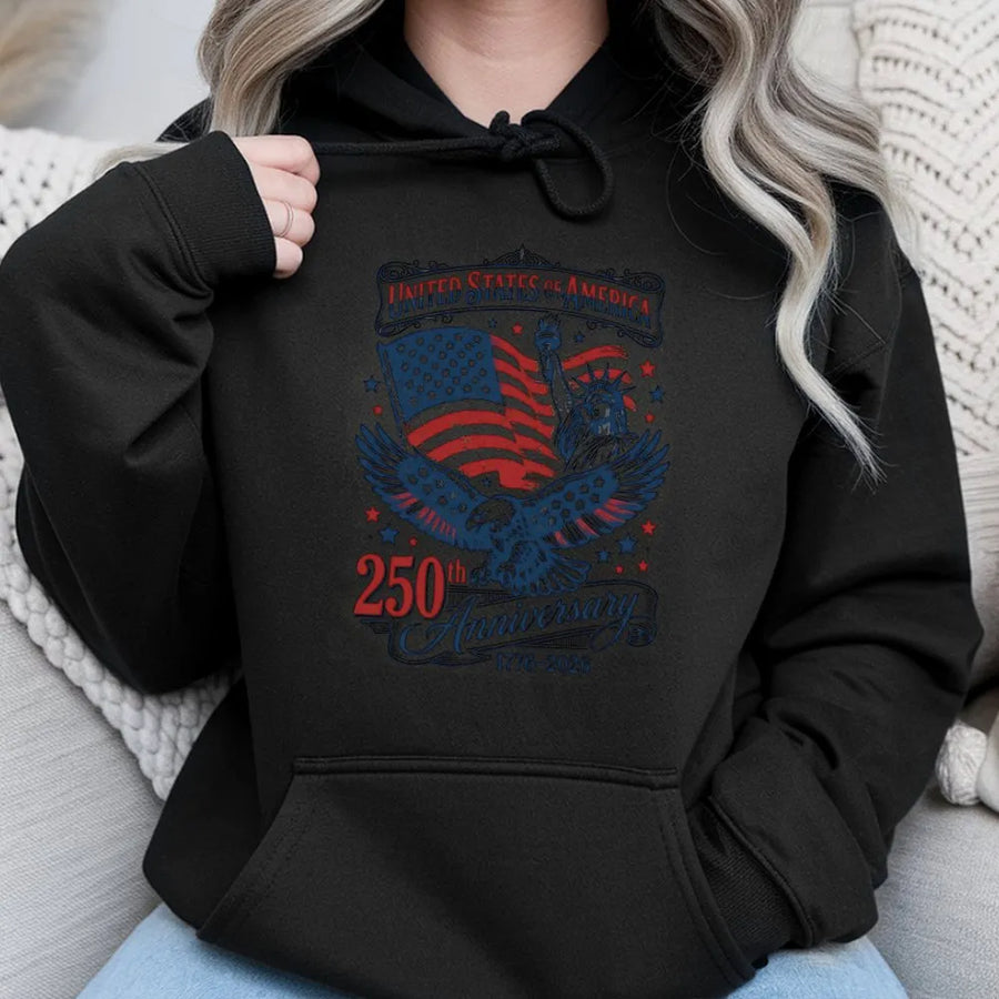 USA 250th Anniversary Hoodie | Vintage Bald Eagle & Flag Graphic | Premium Cotton Tee | Independence Day 2026 Collector's Gift for Patriots
