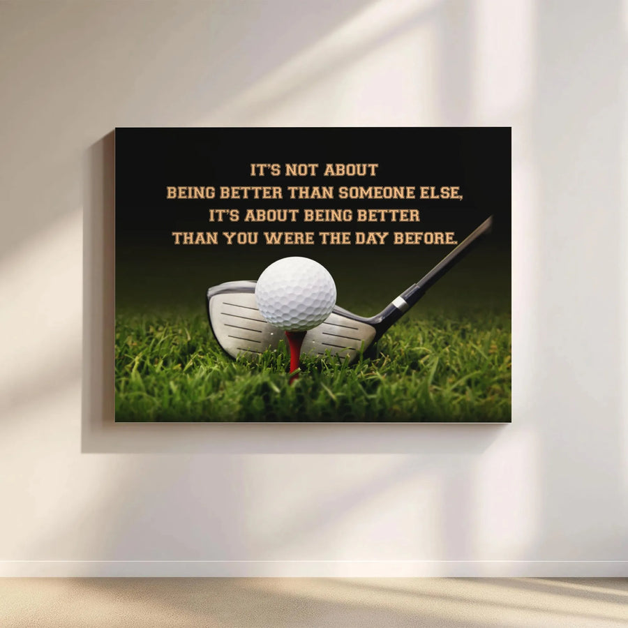 Golf Motivational Canvas Art | Inspirational Sports Quote Wall Decor | Premium 1.25" Thick Gallery Wrap | Perfect Golf Lover Gift Idea