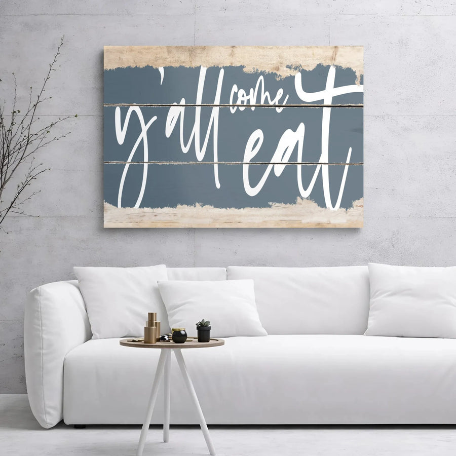 Y'all Come Eat Canvas Wall Art | Rustic Farmhouse Kitchen Sign | Premium Gallery Wrap Decor | Ready-to-Hang Dining Room Gift