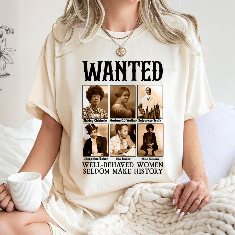 Black History Month T-Shirt | Wanted Icons Graphic Tee | 100% Premium Cotton | Inspirational Feminist Gift for Activists and Educators
