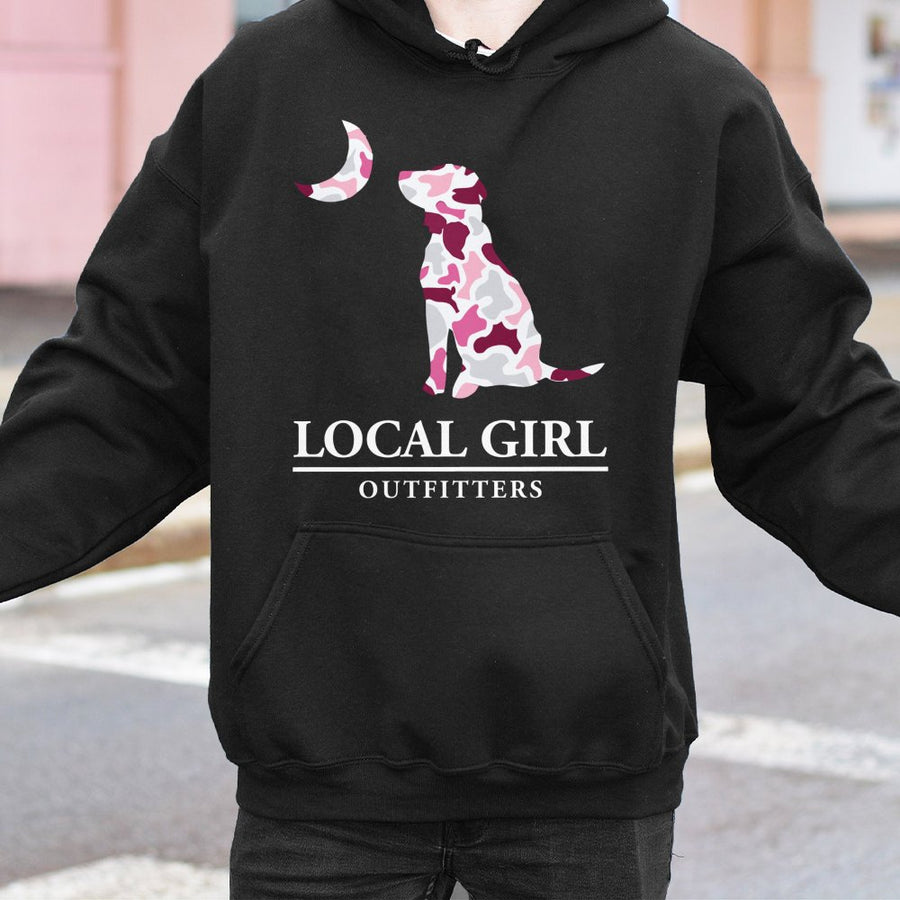 Pink Camo Dog Hoodie | Moon Graphic Print Sweatshirt | Premium Cotton-Poly Blend | Cute Pet Lover Gift For Women And Girls