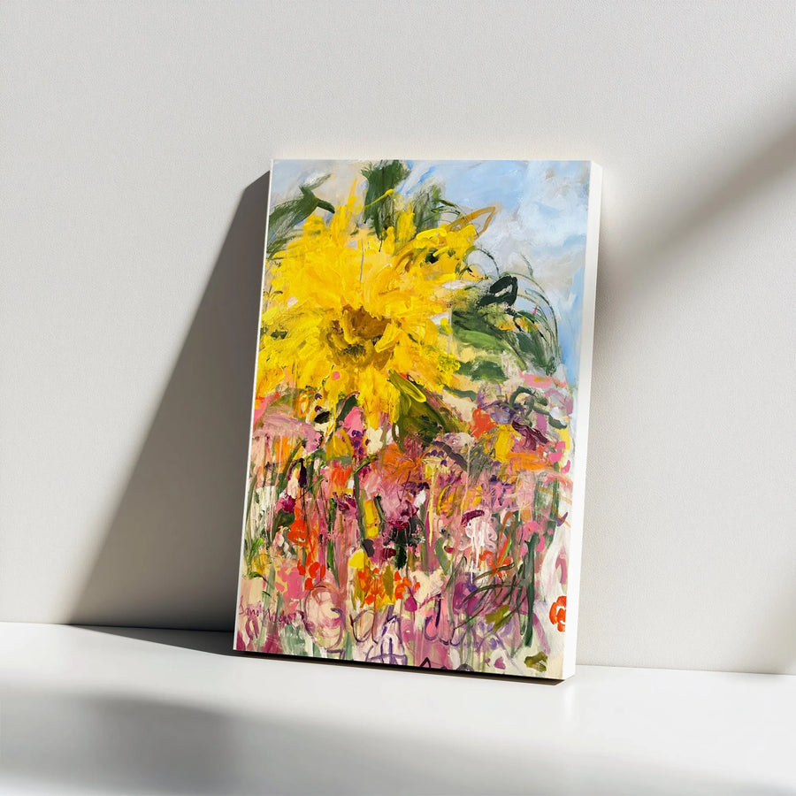 Sunflower Canvas Wall Art | Impressionist Wildflower Meadow Print | 1.25" Gallery Thick Canvas | Vibrant Floral Home Decor Gift