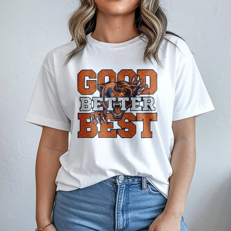 Chicago Bear T-Shirt, Good Better Best T-Shirt, Chicago Football Vintage Fan T-Shirt, Game Day T-Shirt For Mens & Woment